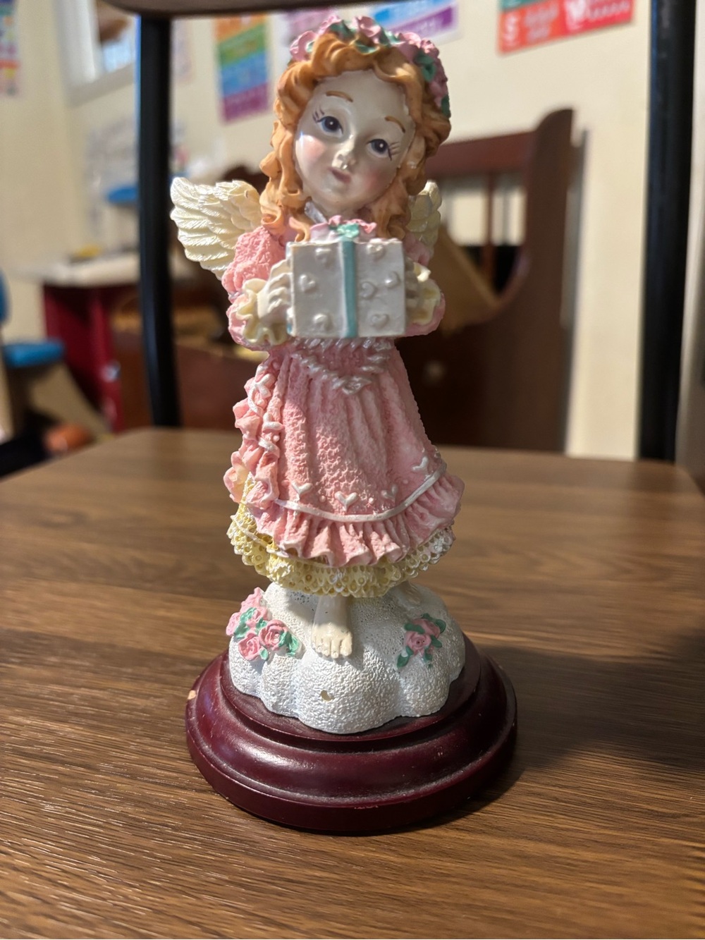 Pink Angel Figurine Party Decor with Gift Accent